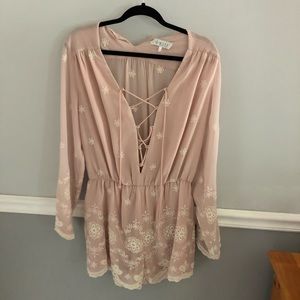 Pink Embroidered Romper